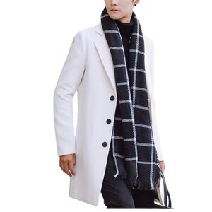 NWT MEN Springrain overcoat 3 button closure pockets lined Sz 2XL White